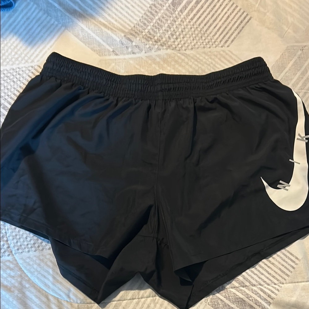 Nike Black Sports Shorts with White Swoosh